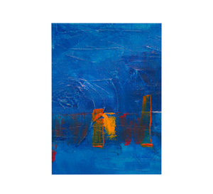 Abstract painting in blue and orange