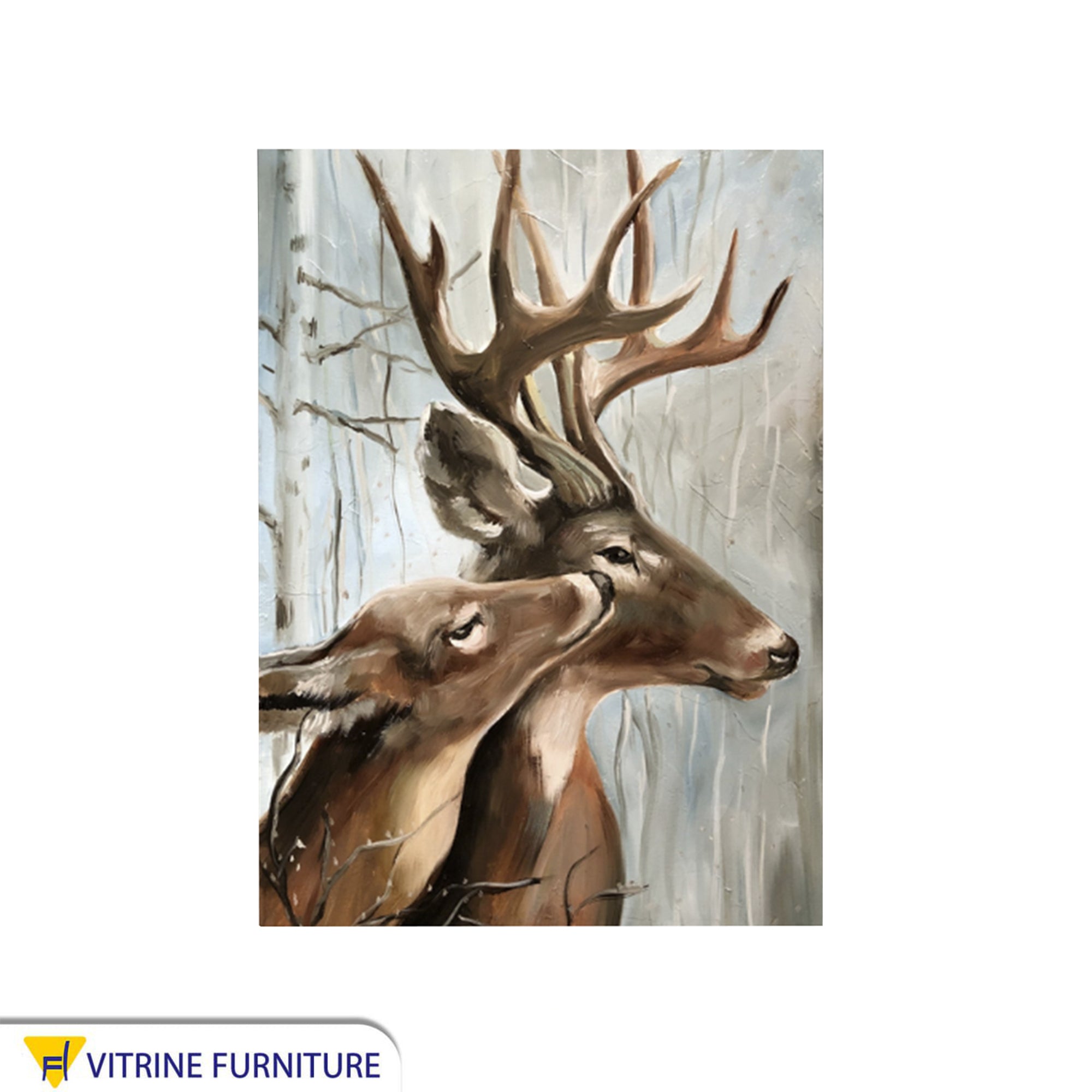 An artistic painting of a pair of elk