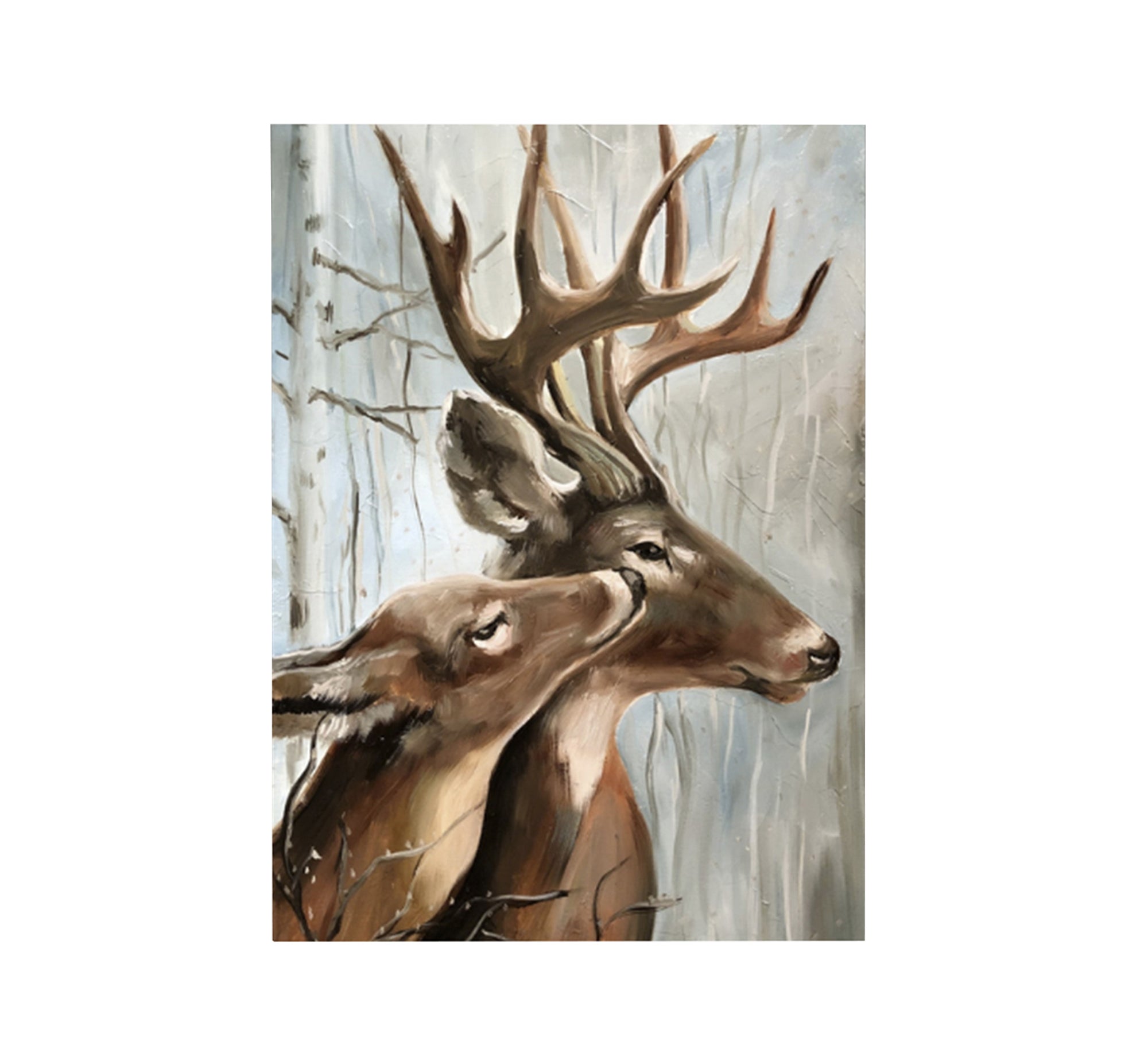 An artistic painting of a pair of elk