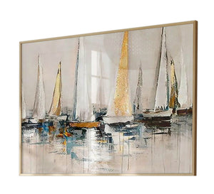 A large collection of sailboats