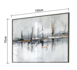 Tableau with a black frame for a group of buildings