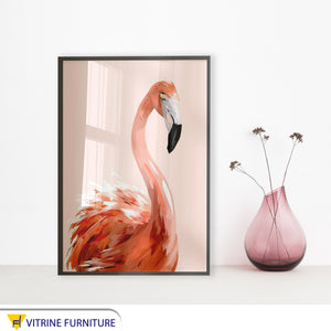 Frame of a flamingo with a black frame