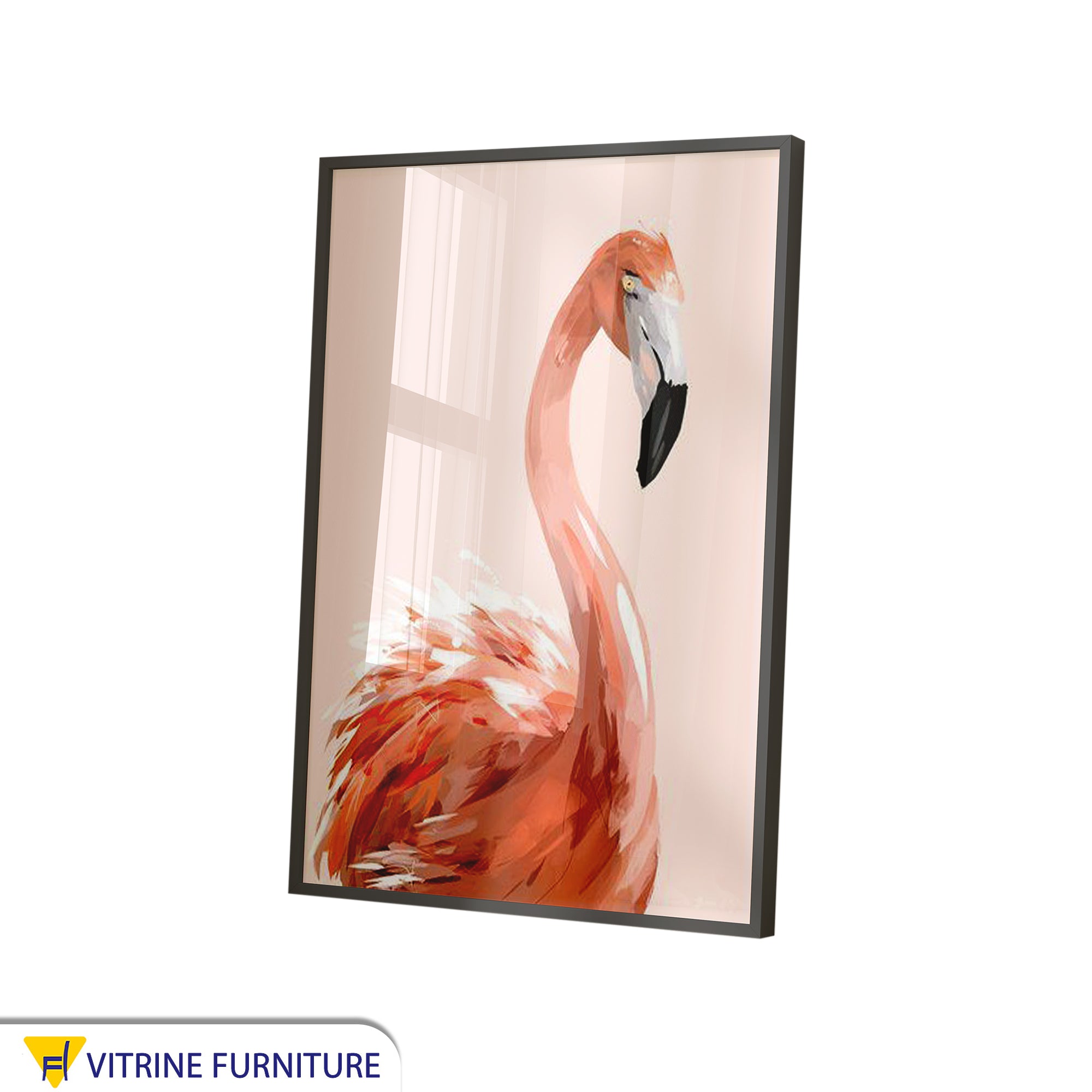 Frame of a flamingo with a black frame