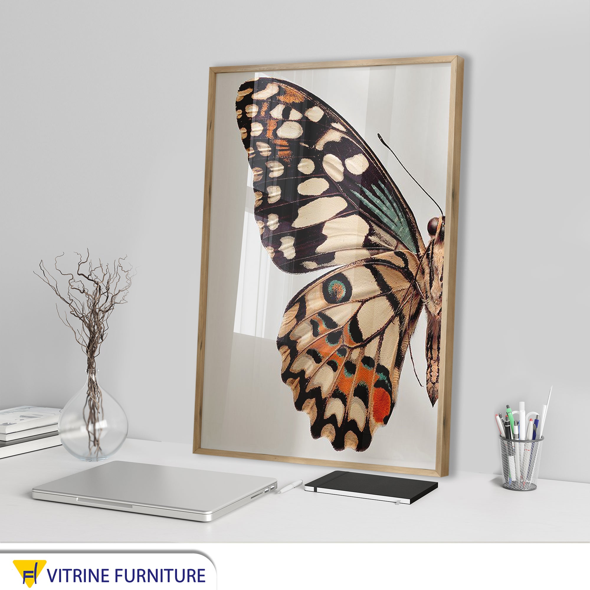 Golden-Framed Butterfly Tableau - Elegant Art