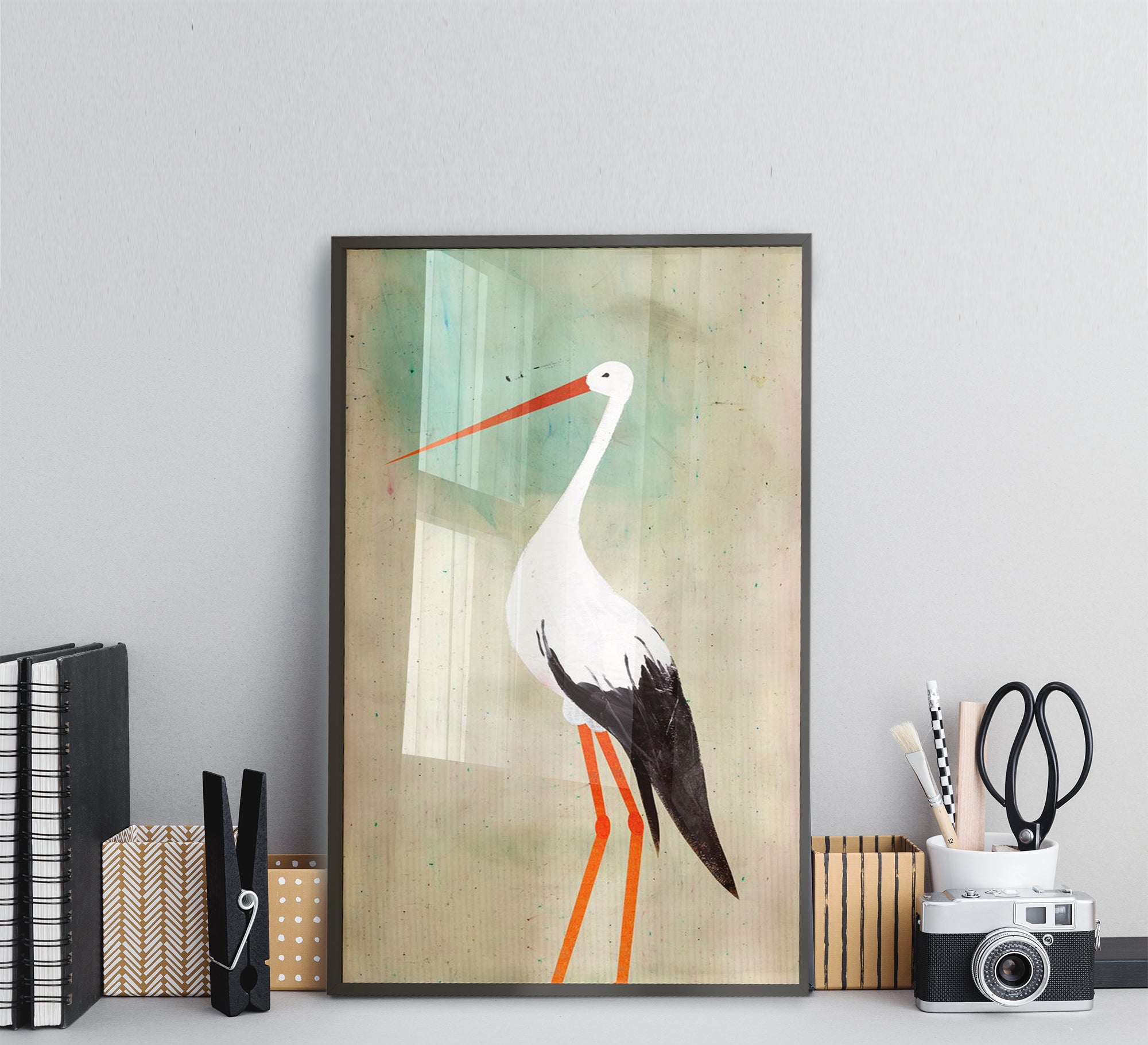 A beautiful bird tableau with a black frame