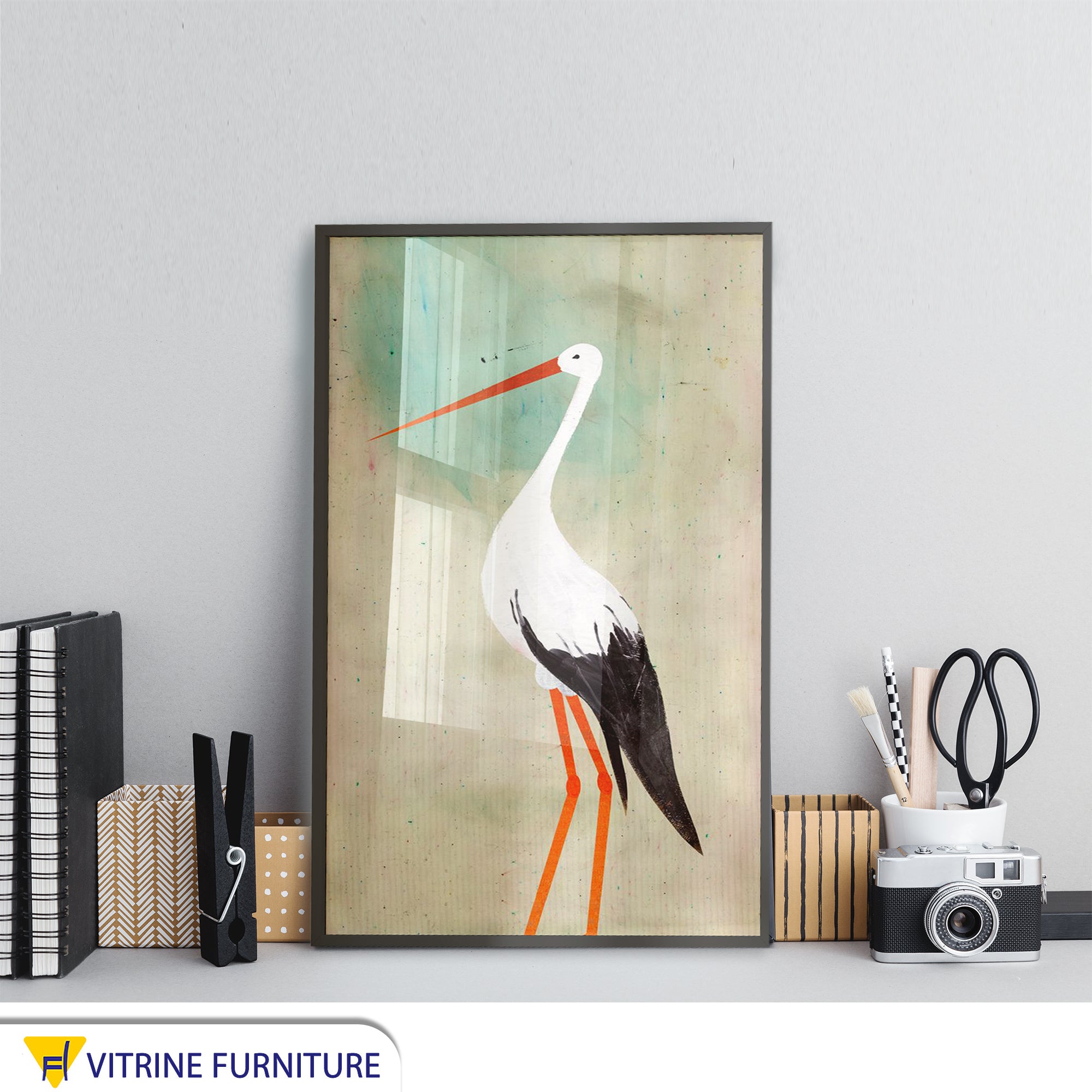 A beautiful bird tableau with a black frame