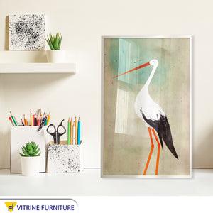 A beautiful bird tableau with a white frame