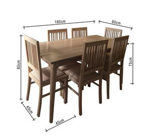 Wooden dining table with six chairs