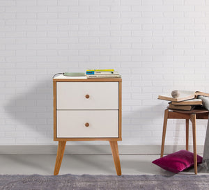 Wooden dresser with two white drawers