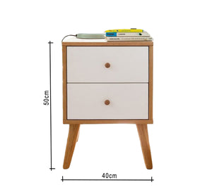 Wooden dresser with two white drawers