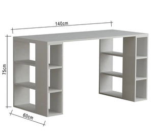 Desk 140 cm with open shelves to the right and left