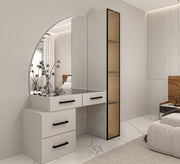 Stylish dressing table with a semicircular mirror