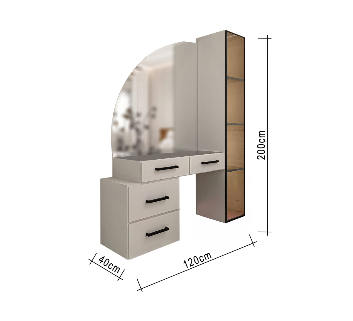 Stylish dressing table with a semicircular mirror