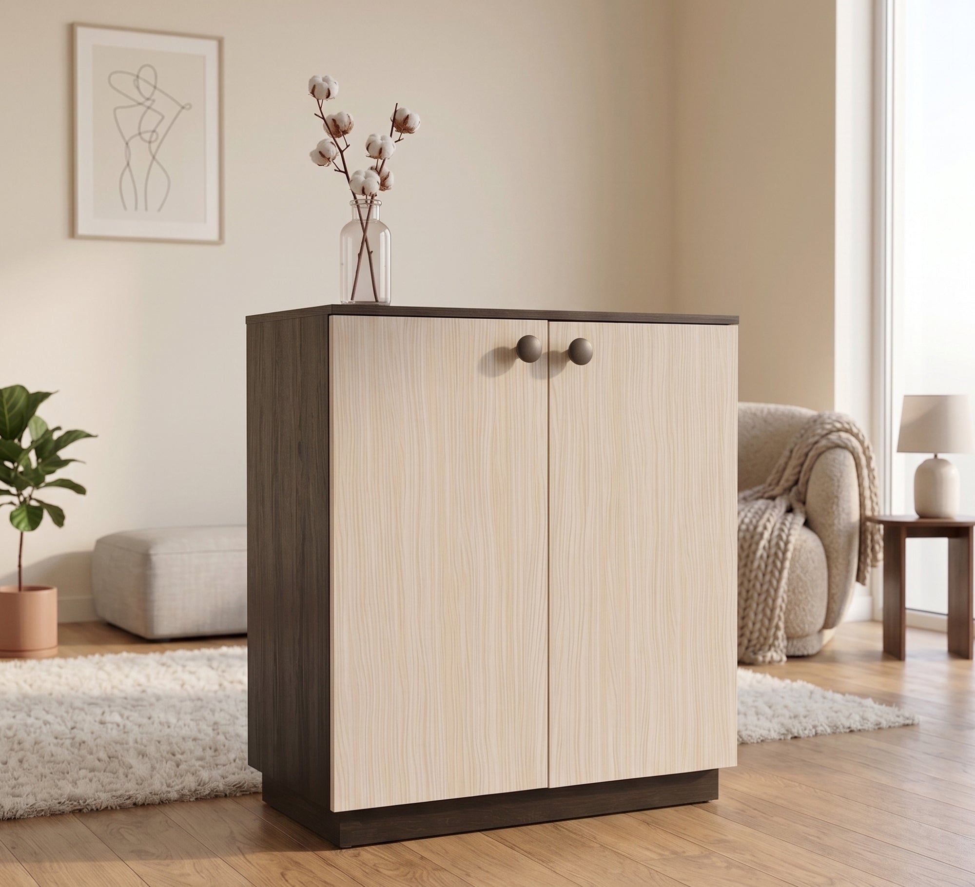 Elegant double-door shoe rack