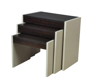 Set of 3 nesting tables in brown and beige