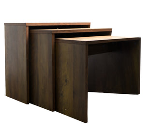 Set of 3 Nesting Tables, Brown Wood