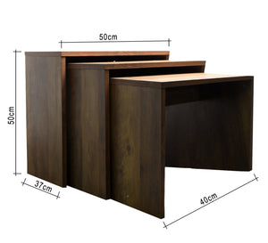 Set of 3 Nesting Tables, Brown Wood