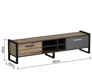 Wooden beige TV table with grey accents