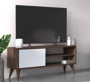 White and brown wooden TV table