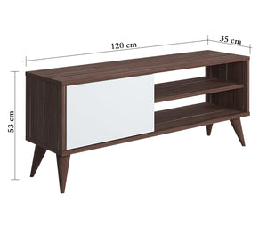 White and brown wooden TV table