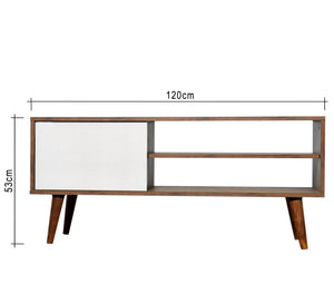 White and brown wooden TV table