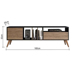 Elegant TV table with various doors and shelves