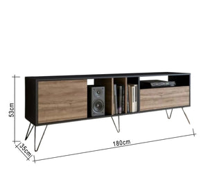 Elegant TV table with various doors and shelves