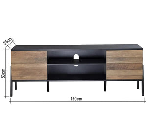 Two-door TV table with strong metal legs