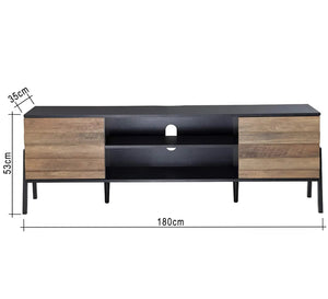 Two-door TV table with strong metal legs