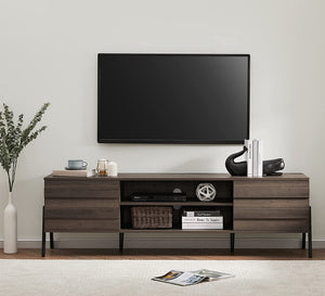 Two-door TV table with strong metal legs