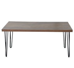 Rectangular wooden table with metal legs