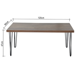 Rectangular wooden table with metal legs