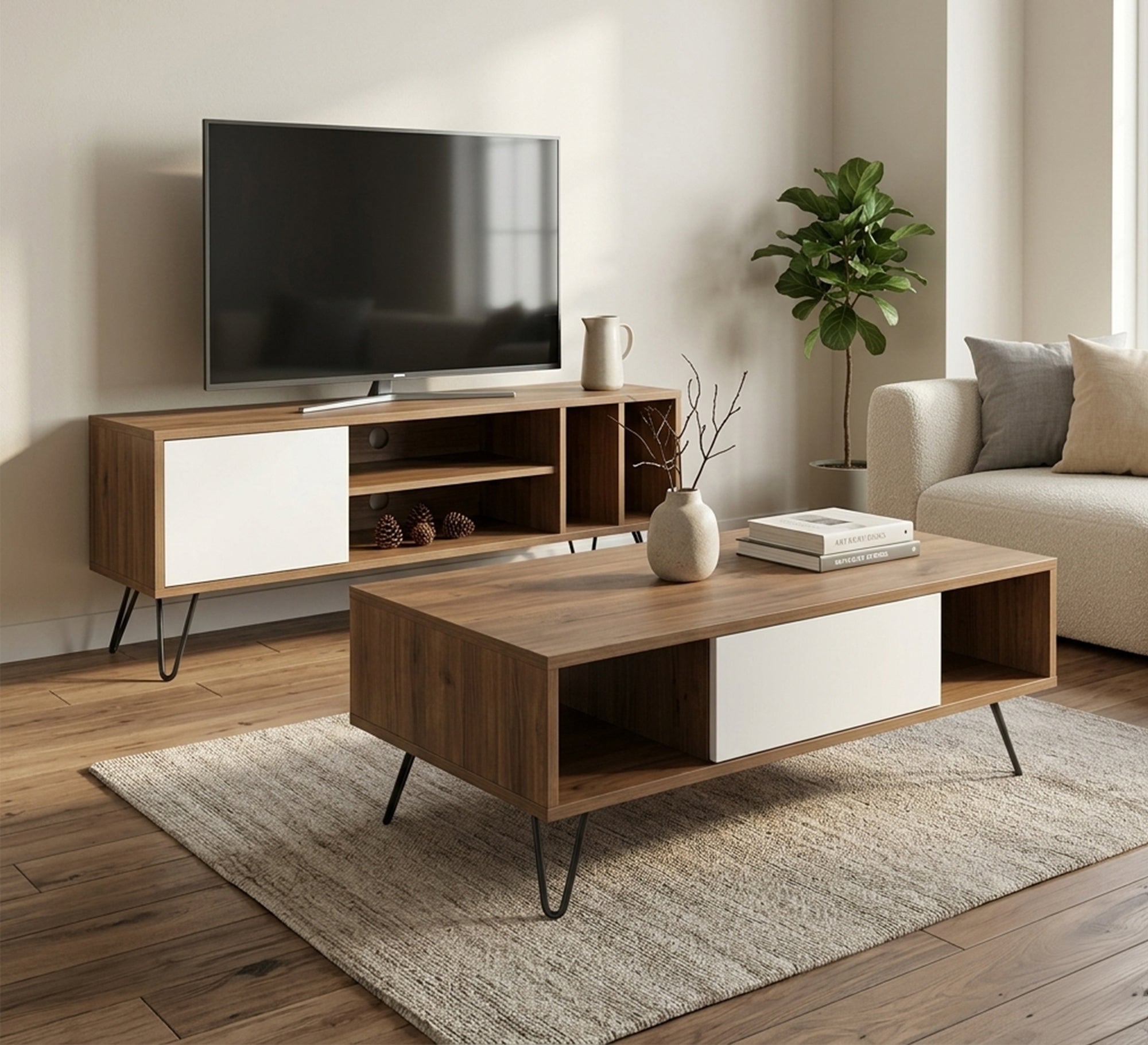 Center coffee table and TV table set