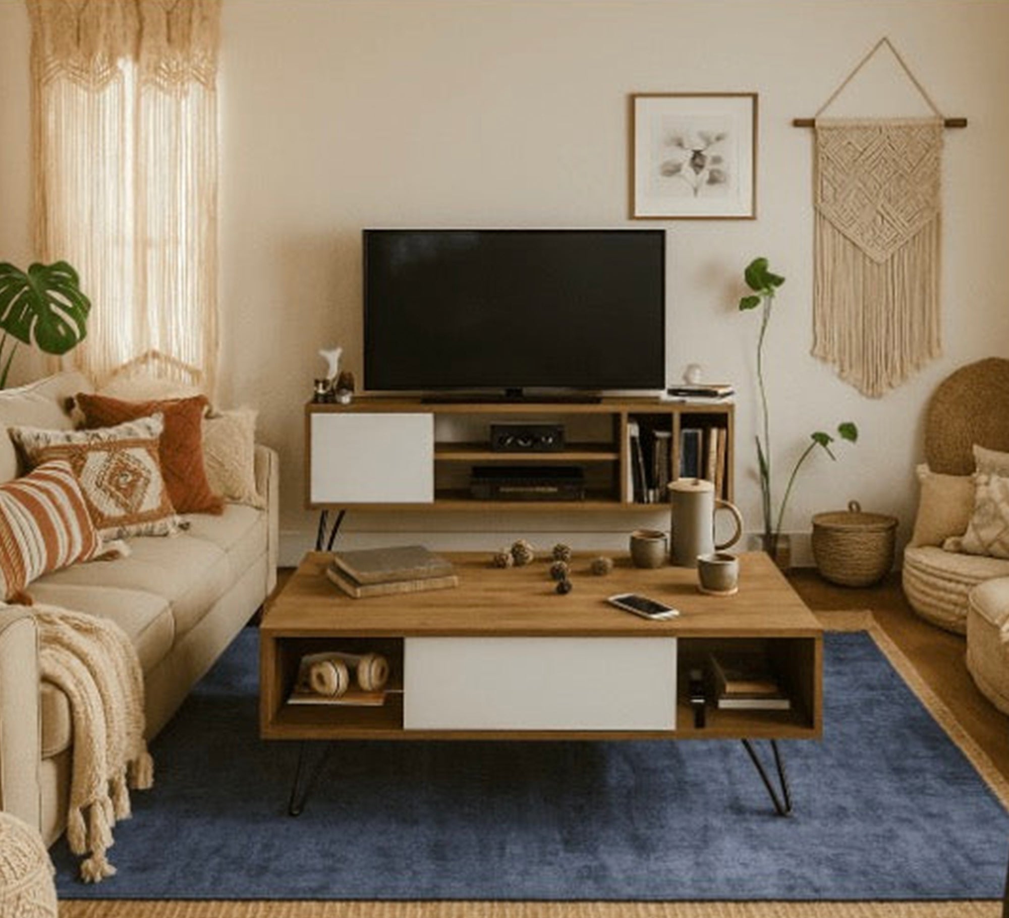 Center coffee table and TV table set