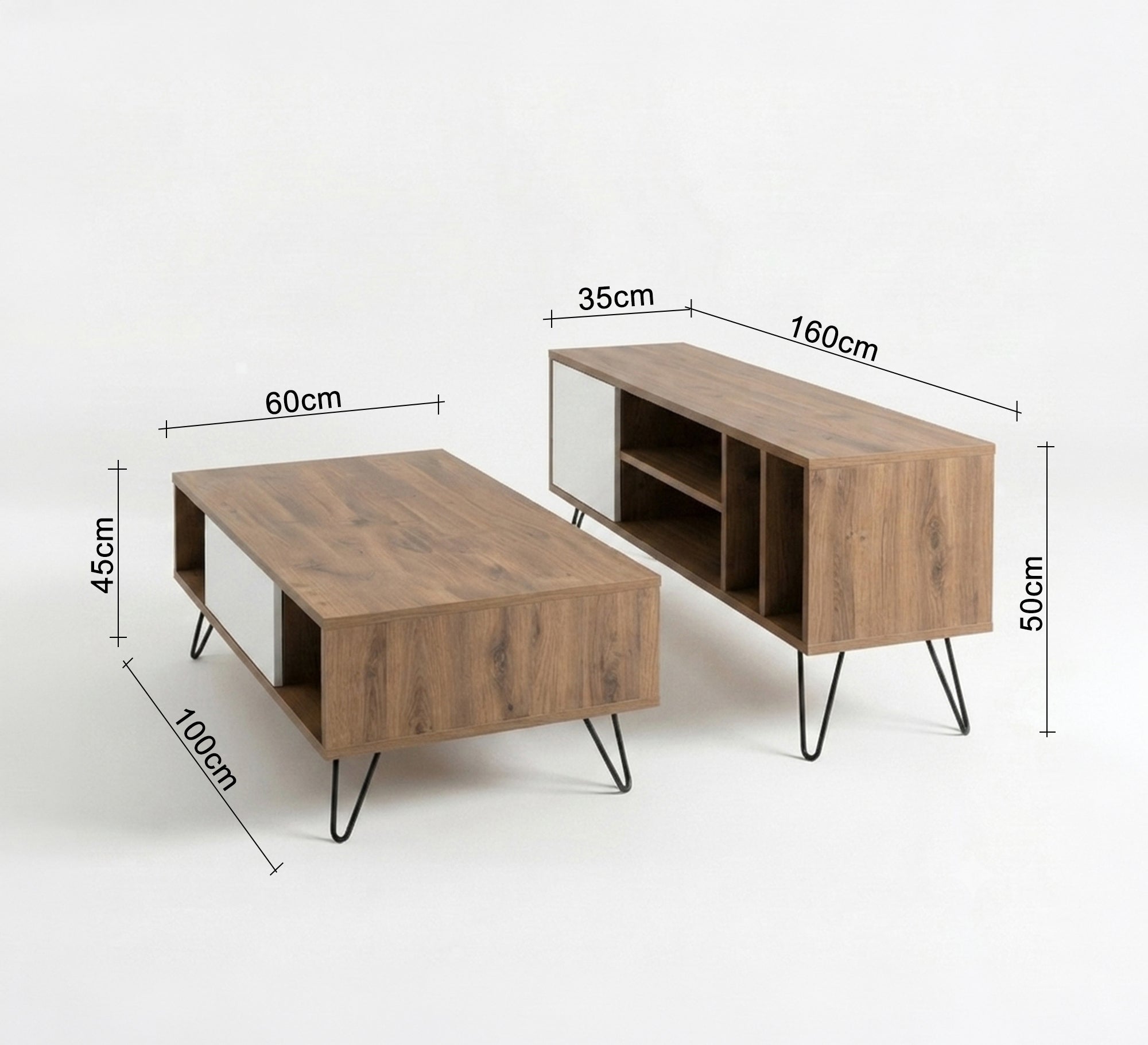 Center coffee table and TV table set