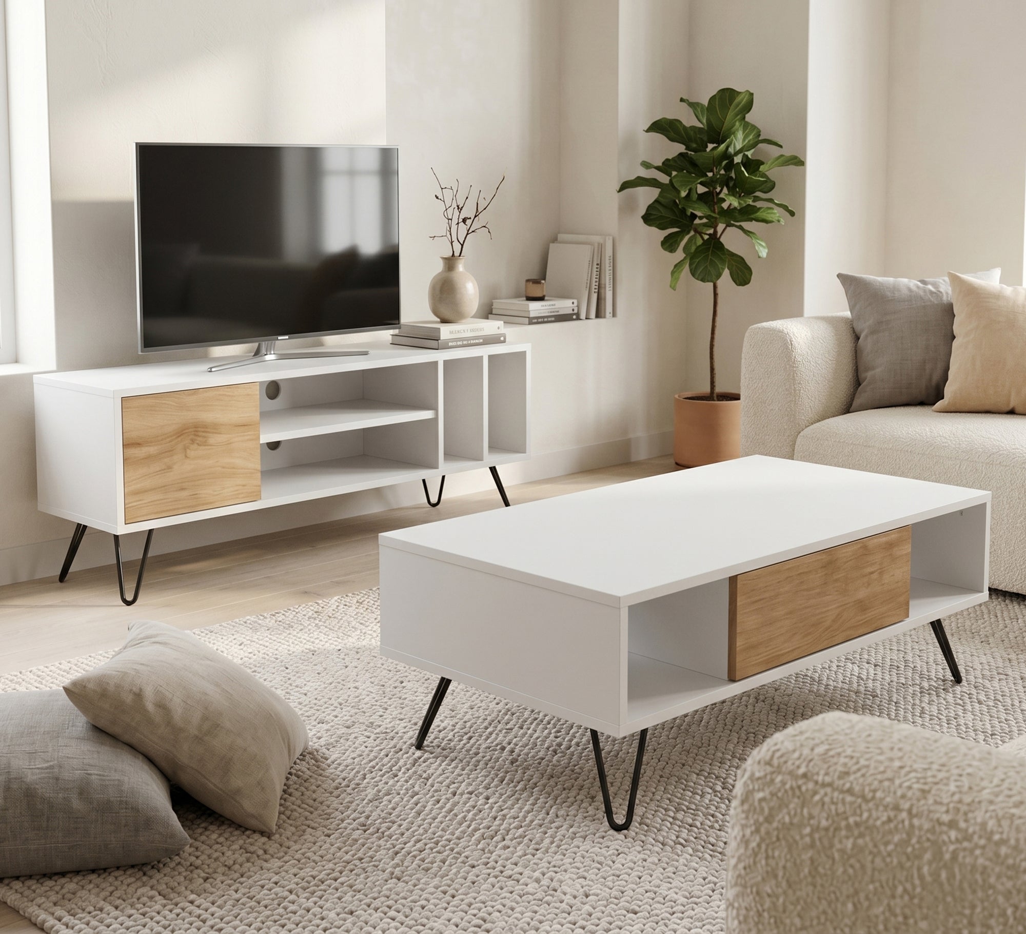 Center coffee table and TV table set