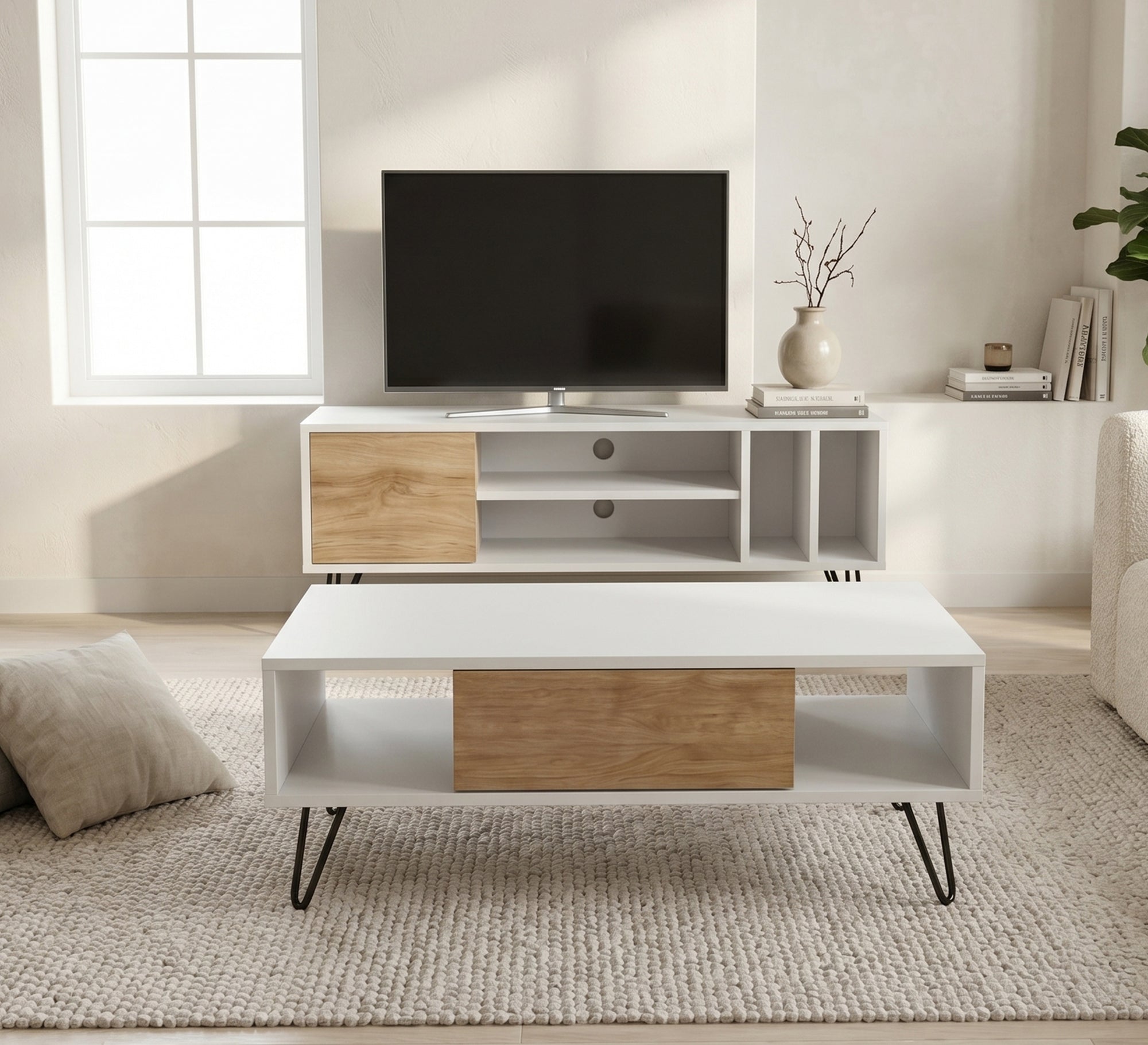 Center coffee table and TV table set
