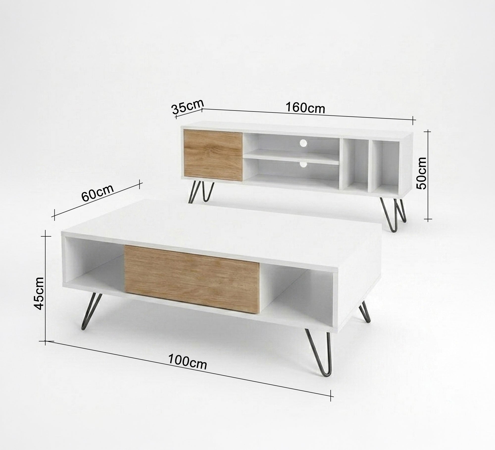 Center coffee table and TV table set