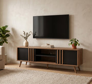Elegant TV table in gray and beige wood color