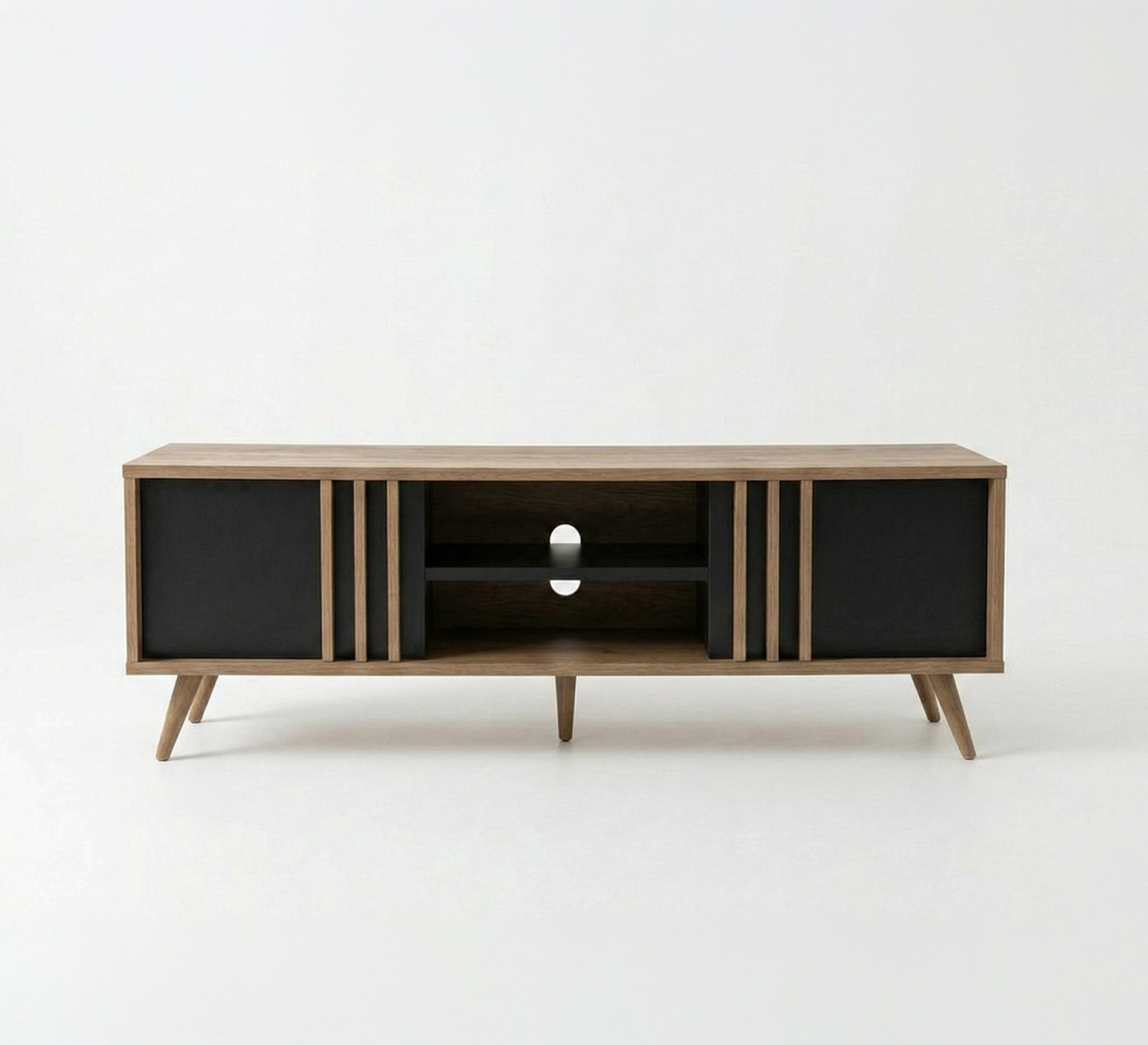 Elegant TV table in gray and beige wood color