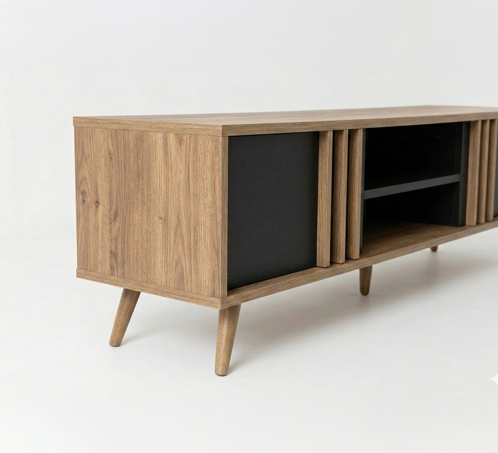 Elegant TV table in gray and beige wood color
