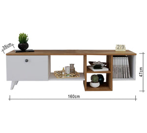 TV table with distinctive decorative shelves