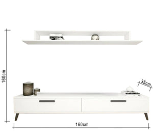 Modern TV table and top in white