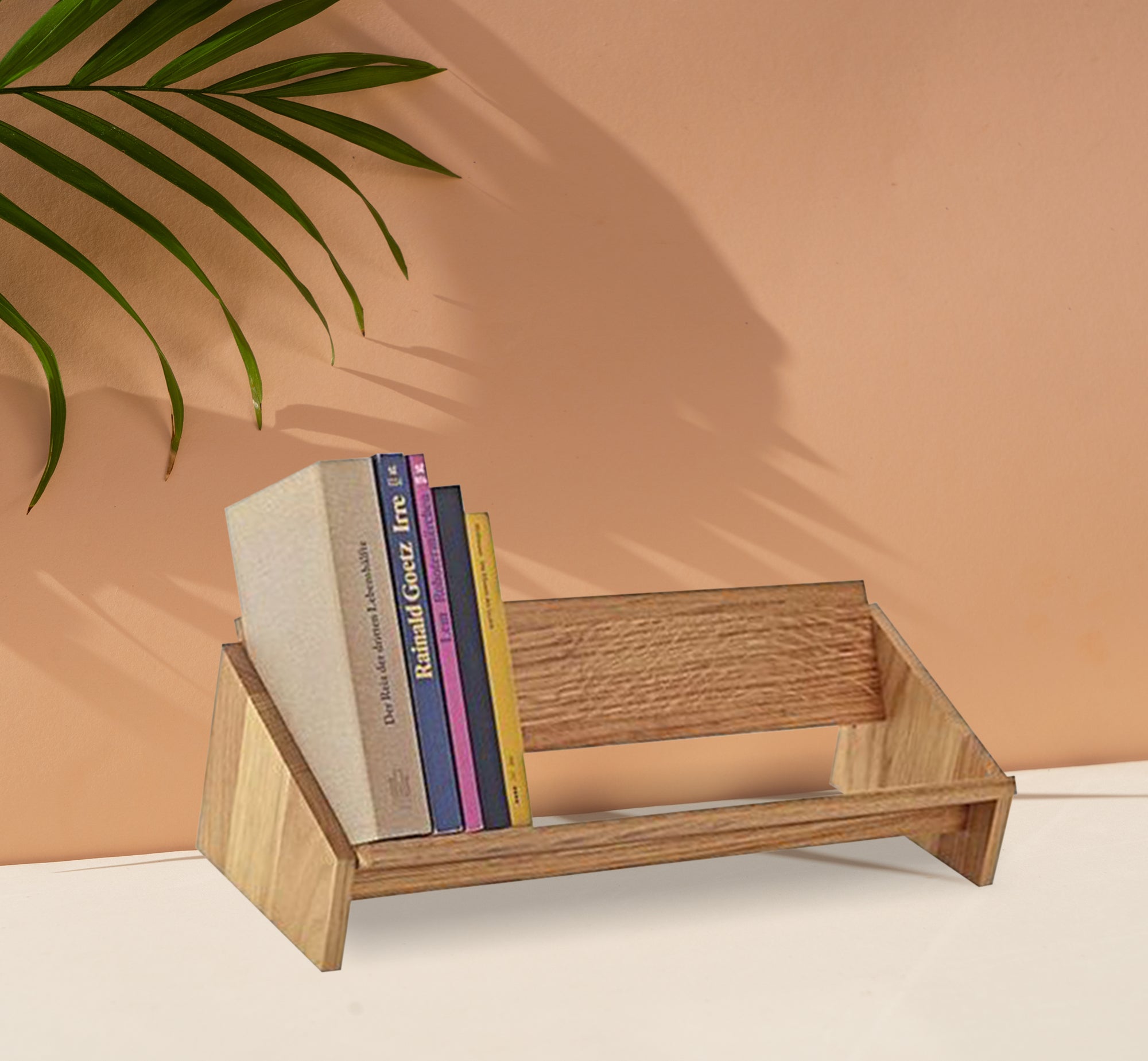 Beige wooden book organizer