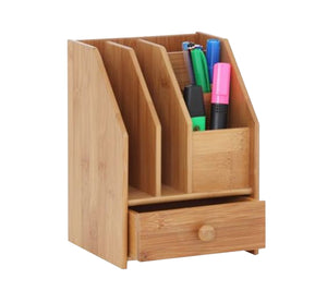 Beige wooden desk organizer