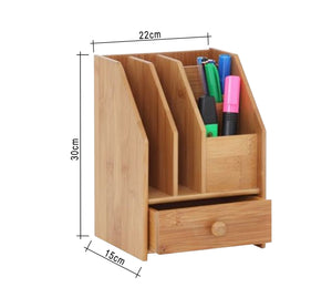 Beige wooden desk organizer