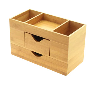 Beige wooden desk organizer