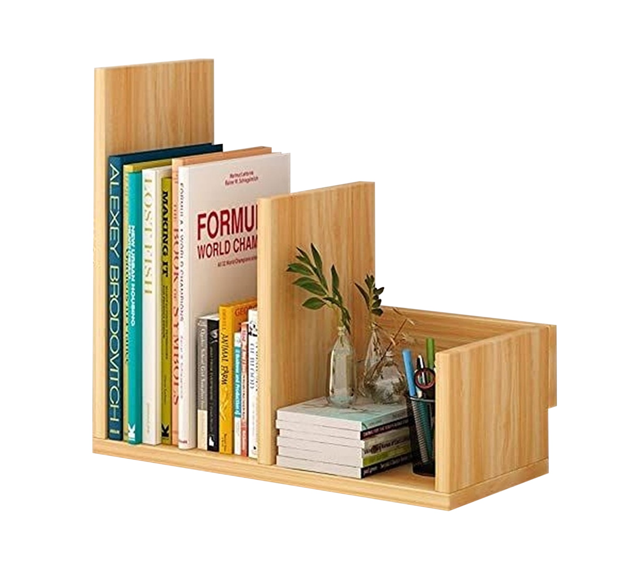 Beige wooden book organizer