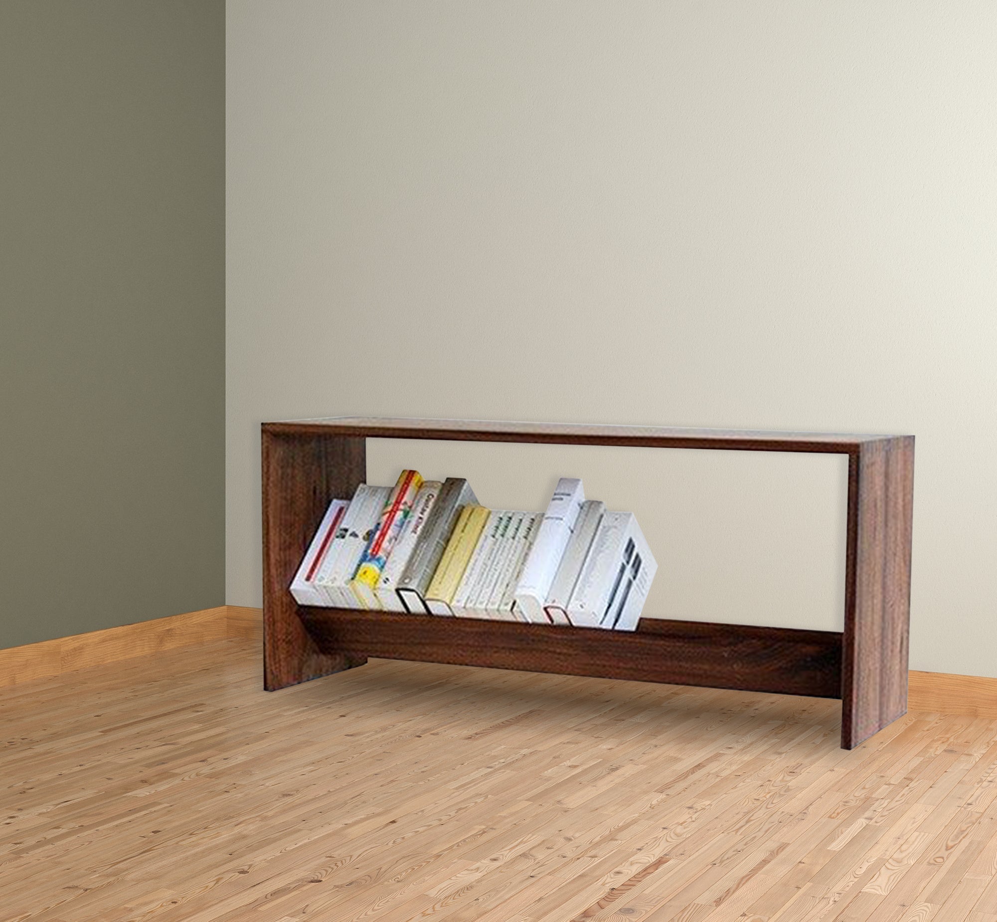 Brown wooden book organizer