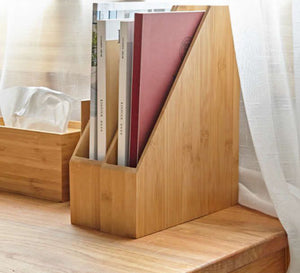 2 wooden beige file organizers